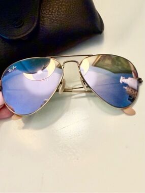Ray-Ban Gunmetal Frame Sunglasses with Lavender Lenses